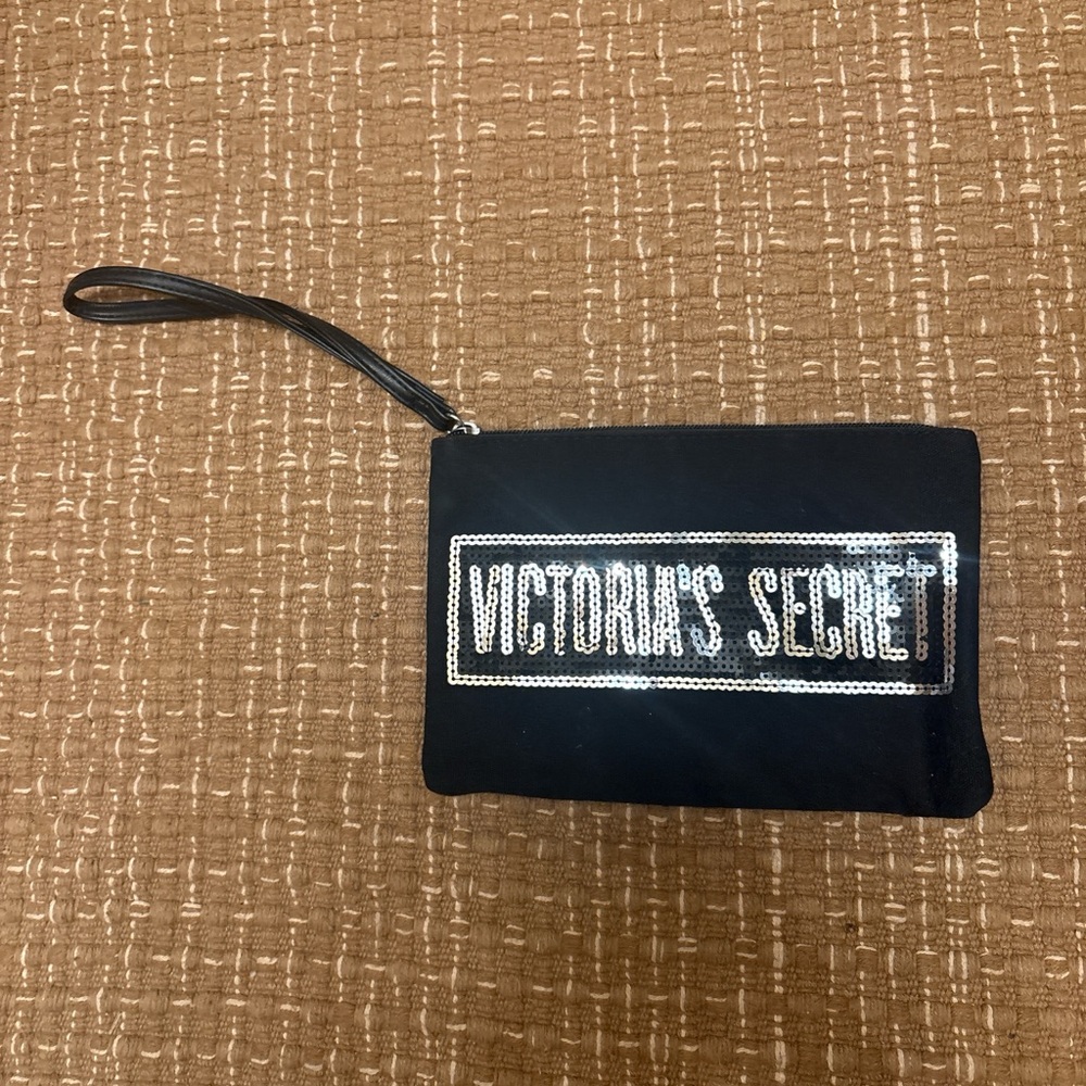 Victoria's Secret Black and Silver Toiletry Bag